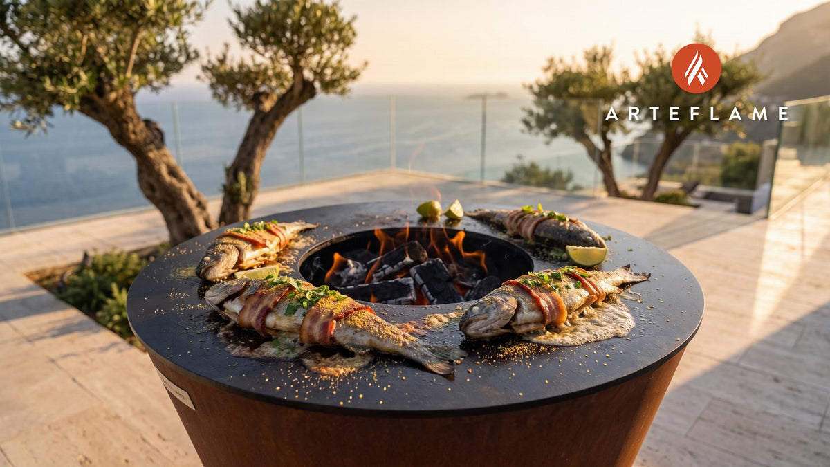 Grilled Trout (Arizona Copper State Style) cooking on an Arteflame grill