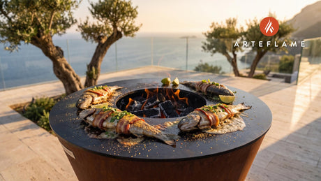 Grilled Trout (Arizona Copper State Style) cooking on an Arteflame grill