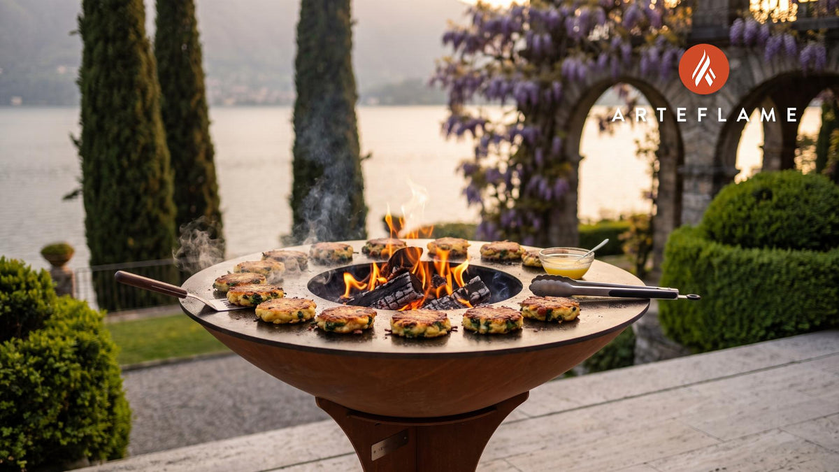 Crispy Potato Stamppot Cakes (Dutch Style) cooking on an Arteflame grill