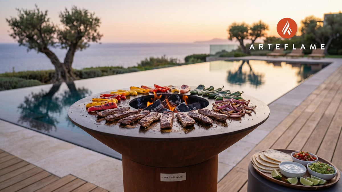 Grilled Fajitas cooking on an Arteflame grill