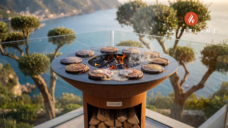 Blue Corn Griddle Cakes & Honey Butter (Arizona Style) cooking on an Arteflame grill