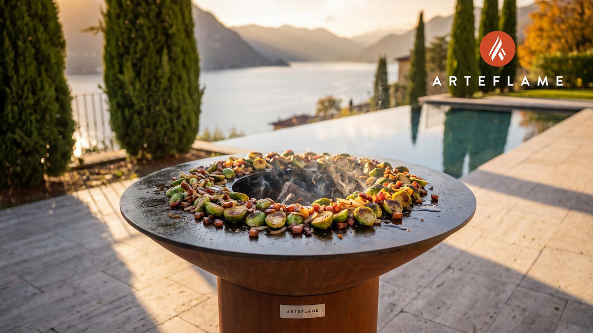 Caramelized Brussels Sprouts (Dutch Style) cooking on an Arteflame grill