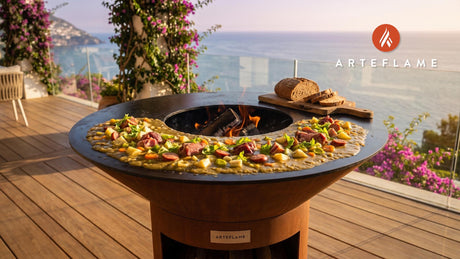 Smoked Split Pea Soup (Dutch Erwtensoep) cooking on an Arteflame grill