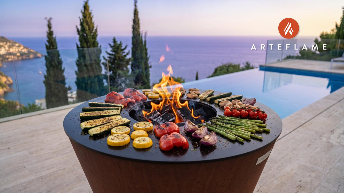 Mesquite Grilled Veggies (Arizona Style) cooking on an Arteflame grill