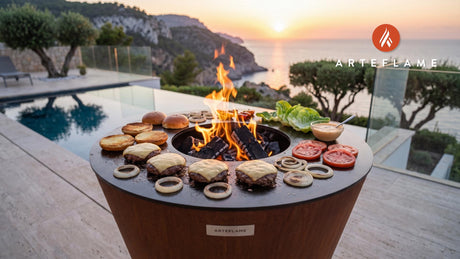 Juicy Beef & Gouda Burger (Dutch Style) cooking on an Arteflame grill