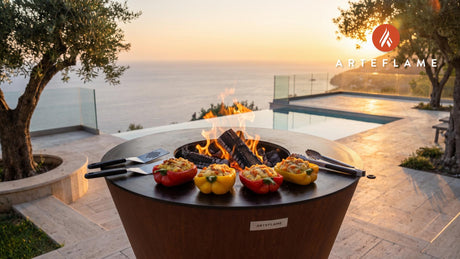 Grilled Stuffed Bell Peppers (Dutch Hutspot) cooking on an Arteflame grill