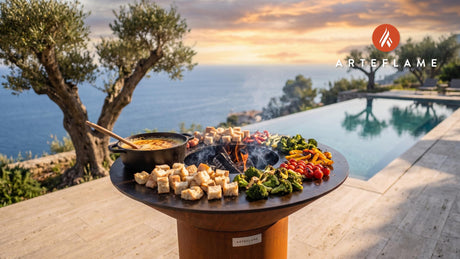 Smoked Dutch Gouda Fondue cooking on an Arteflame grill
