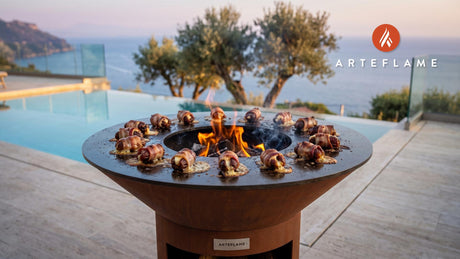 Cactus Smoked Bacon Wrapped Dates (Arizona Style) cooking on an Arteflame grill