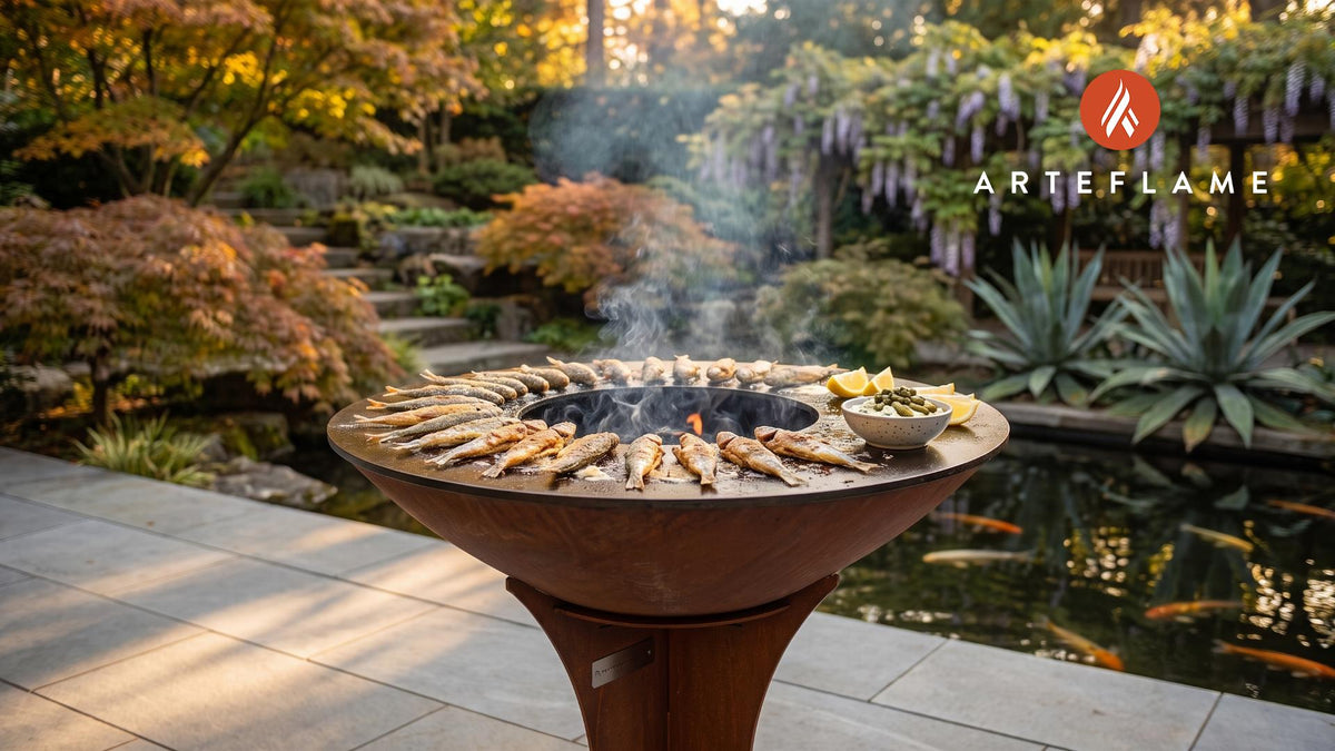 Seared Smelt Fish & Remoulade (Dutch Style) cooking on an Arteflame grill