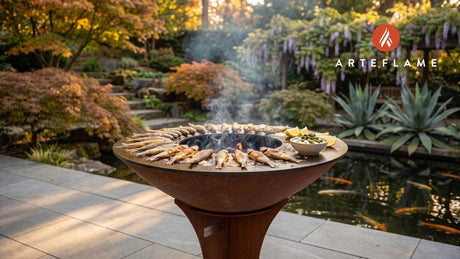 Seared Smelt Fish & Remoulade (Dutch Style) cooking on an Arteflame grill