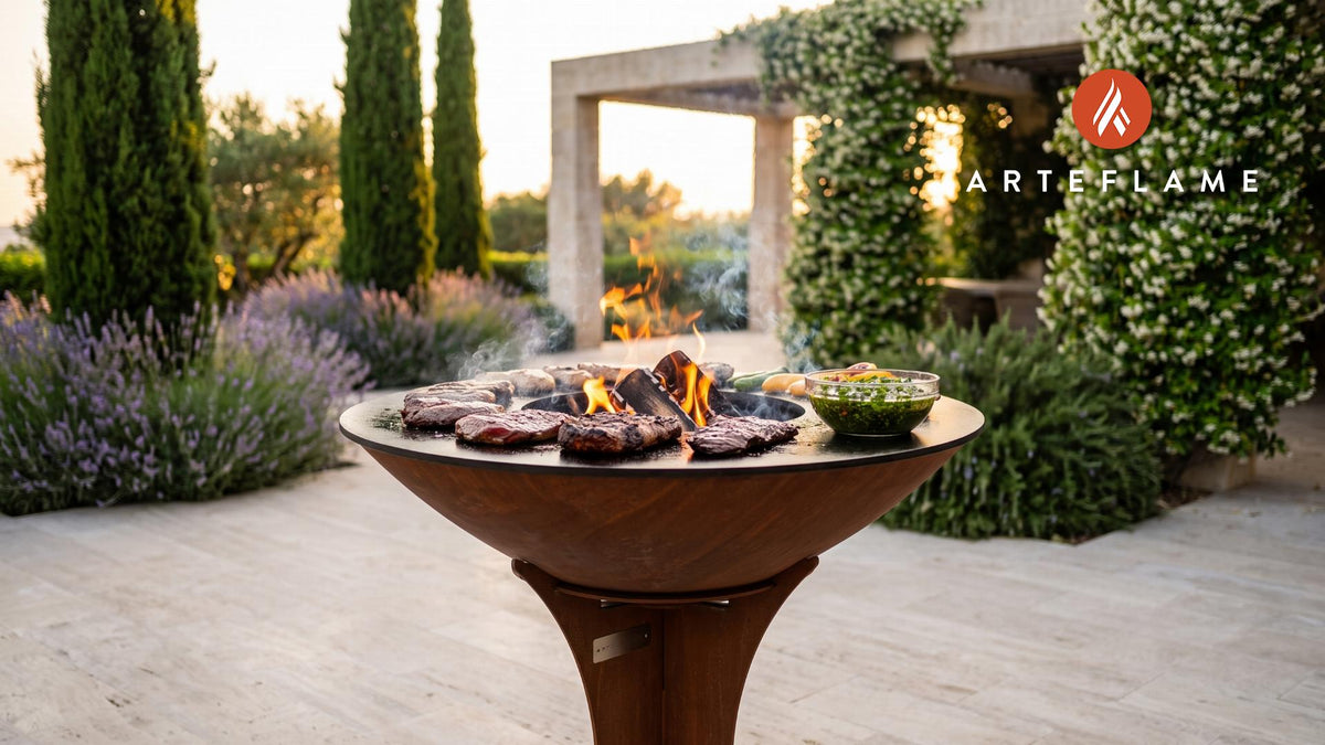 Zesty Chimichurri Grilled Steak (Arizona Style) cooking on an Arteflame grill