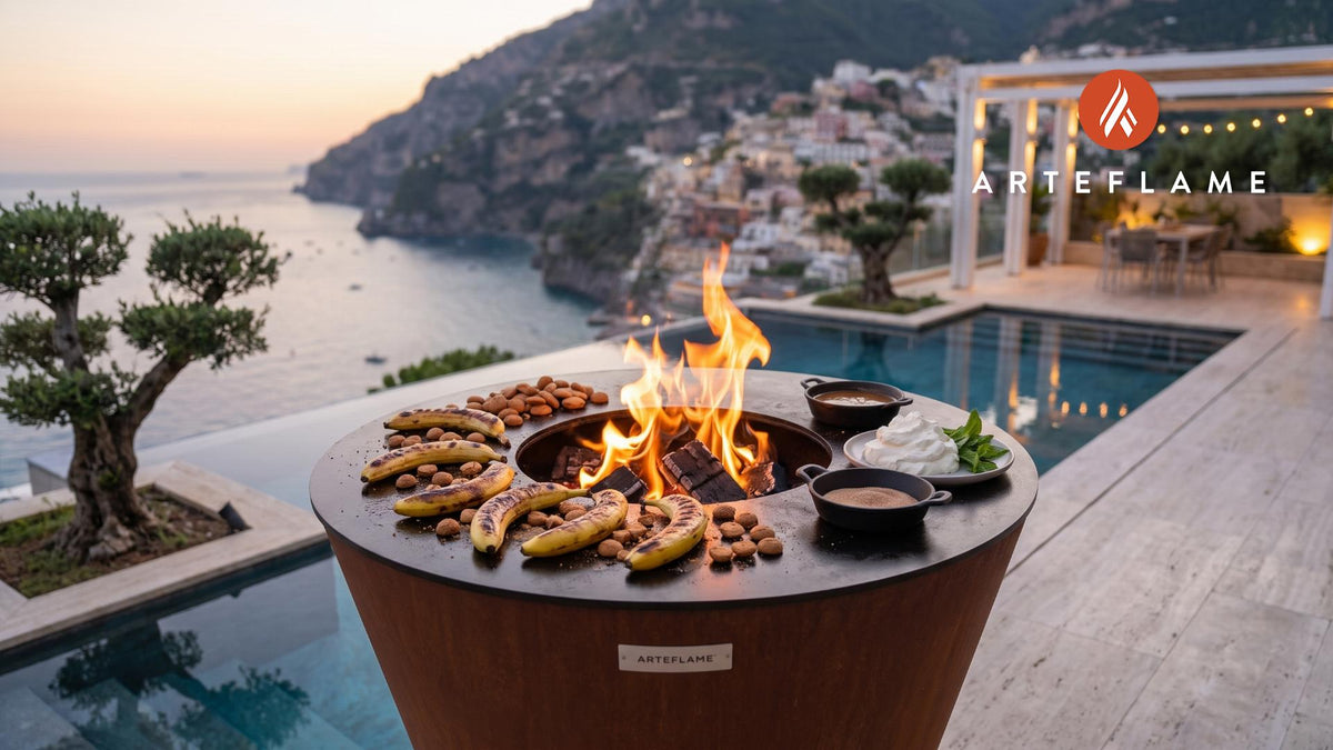 Grilled Bananas with Pepernoten (Dutch Style) cooking on an Arteflame grill