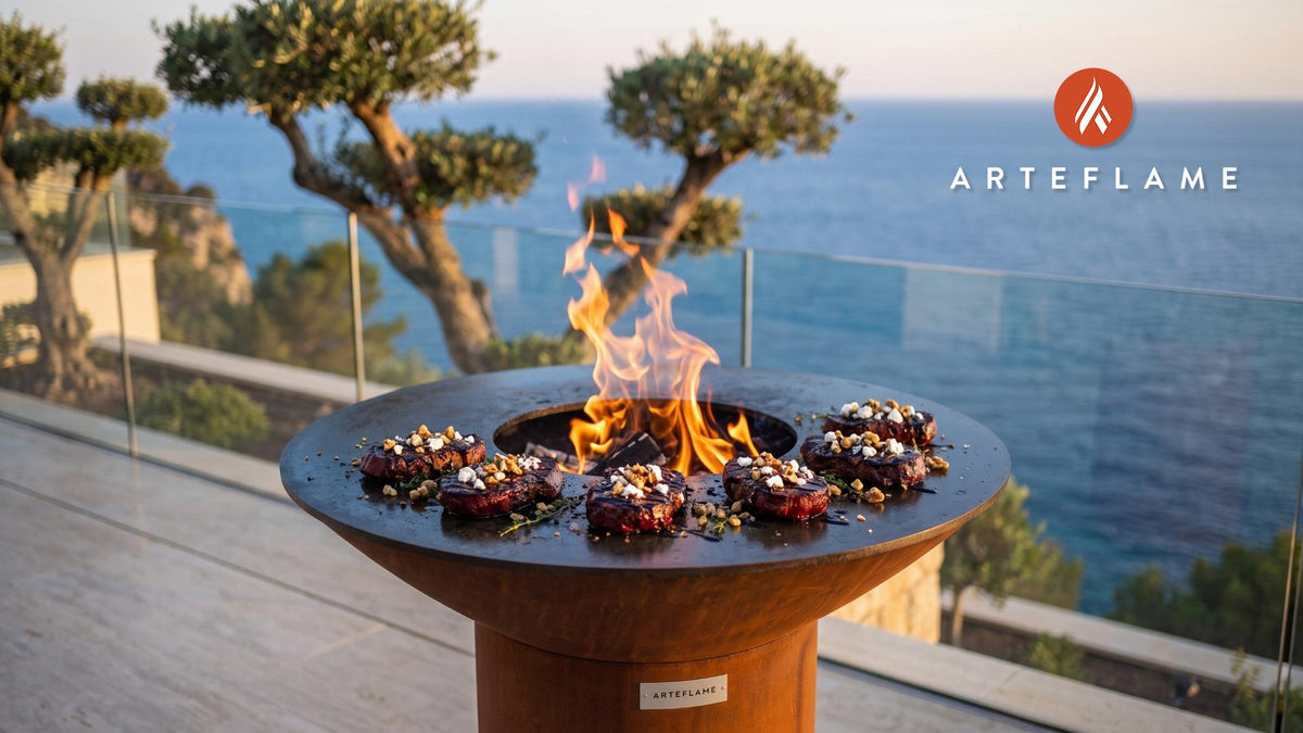 Charred Red Beet Steaks & Balsamic Glaze (Dutch Style) cooking on an Arteflame grill