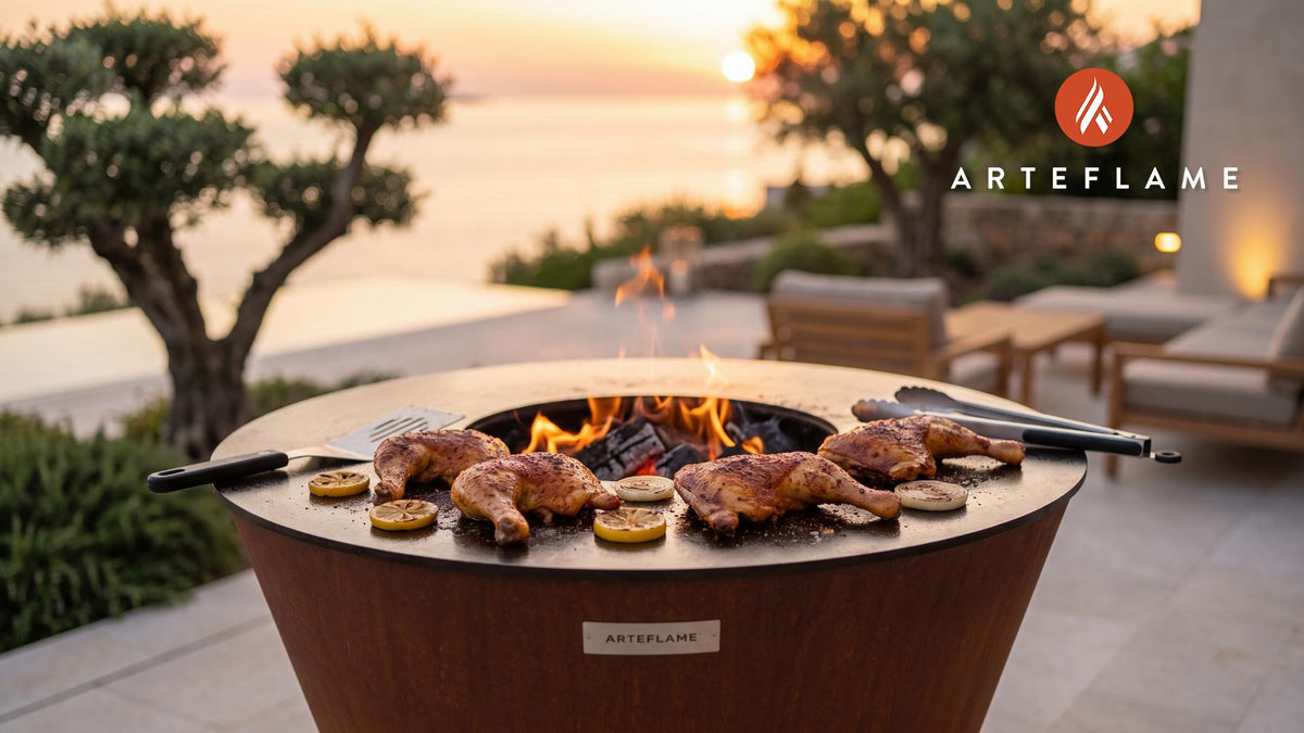 Sweet Tea Brined Chicken Quarters (Arkansas Style) cooking on an Arteflame grill