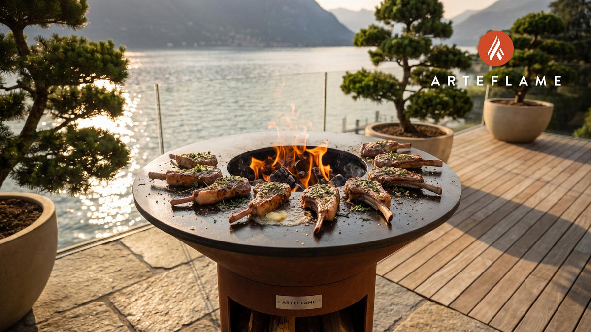 Seared Lamb Chops cooking on an Arteflame grill