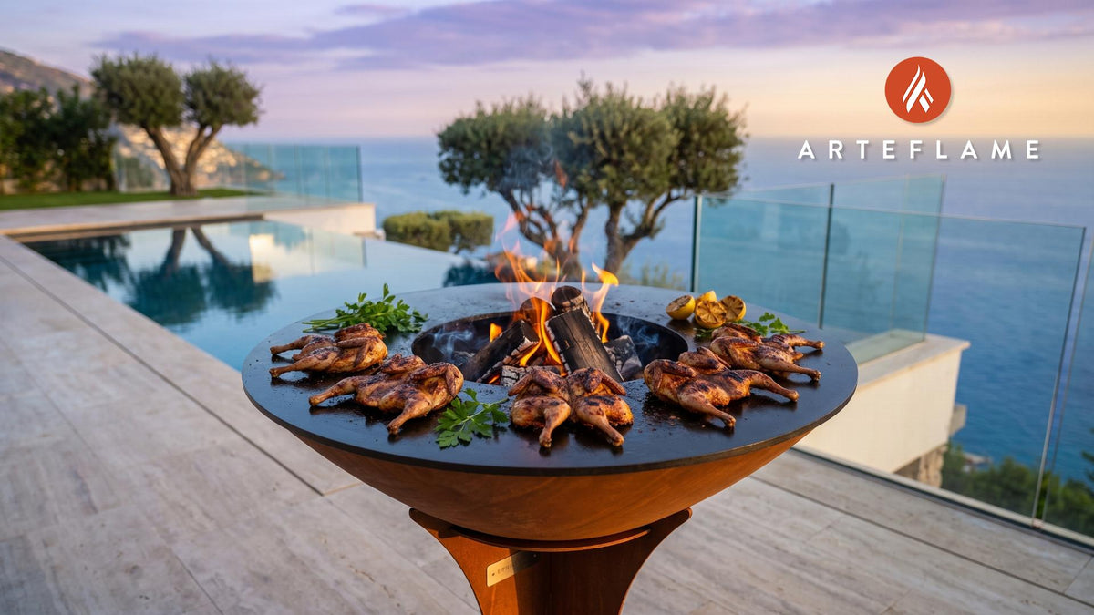 Grilled Quail (Dutch Spiced) cooking on an Arteflame grill