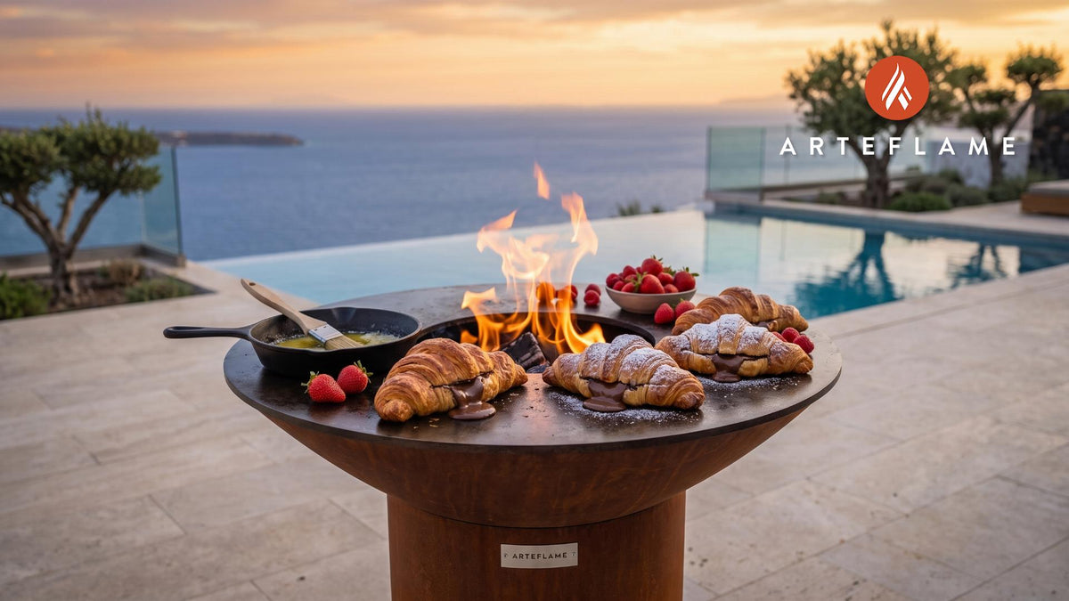 Wood-Fired Stuffed Croissants cooking on an Arteflame grill