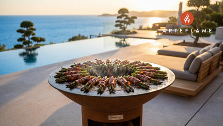 Bacon Wrapped Asparagus (Arkansas Hot Springs Style) cooking on an Arteflame grill