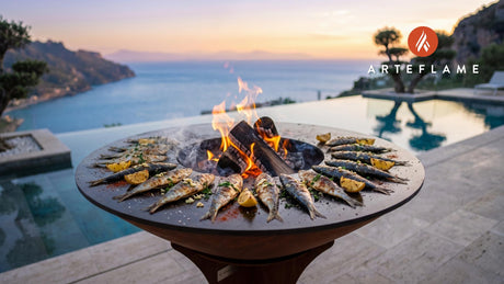 Grilled Spanish Sardines with Lemon cooking on an Arteflame grill