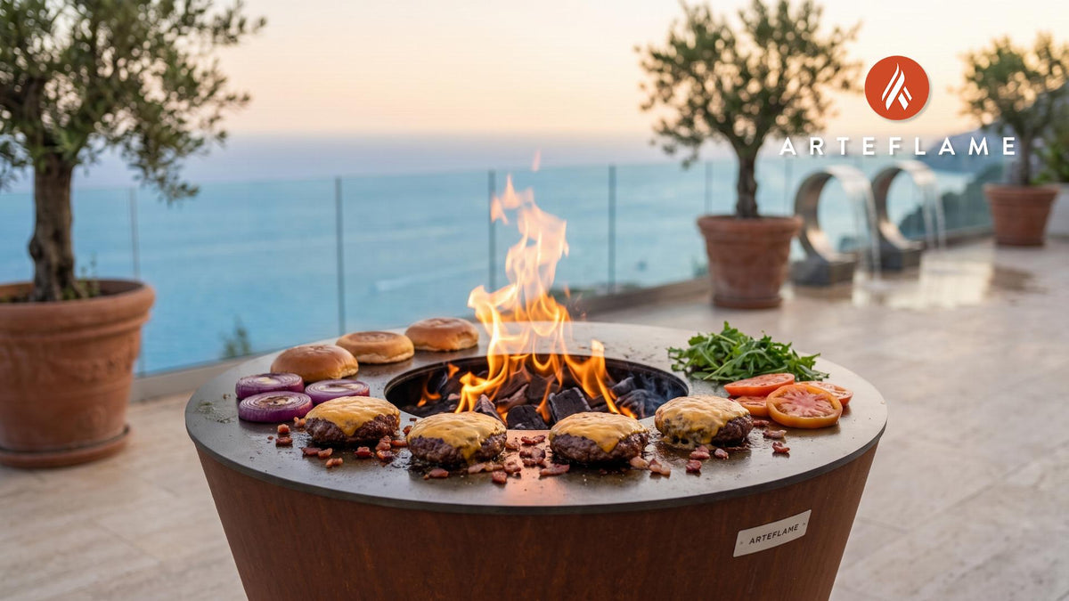 Juicy Elk Burgers (Arkansas Buffalo River Style) cooking on an Arteflame grill