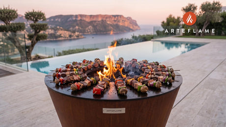 Grilled Venison Kebabs (Arkansas Ozark Mountain) cooking on an Arteflame grill