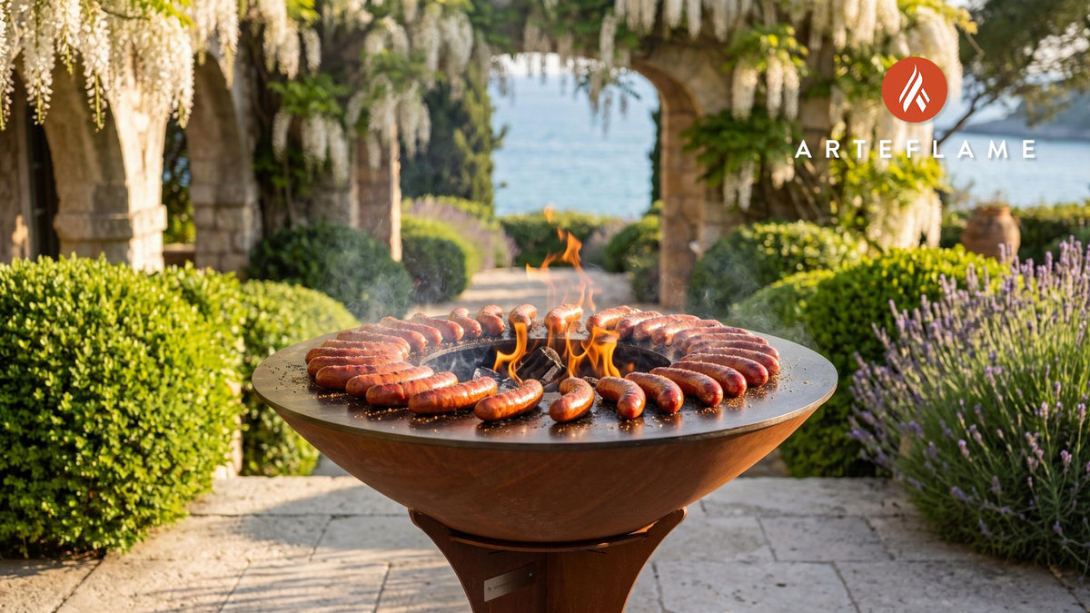 Juicy Smoked Hot Links (Arkansas Style) cooking on an Arteflame grill