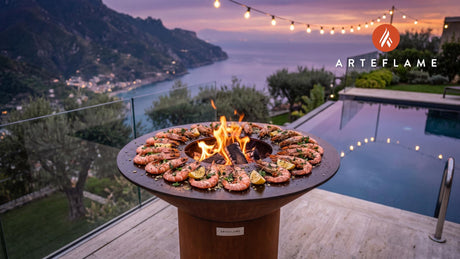 Grilled Prawns with Garlic & Parsley (Spanish Style) cooking on an Arteflame grill