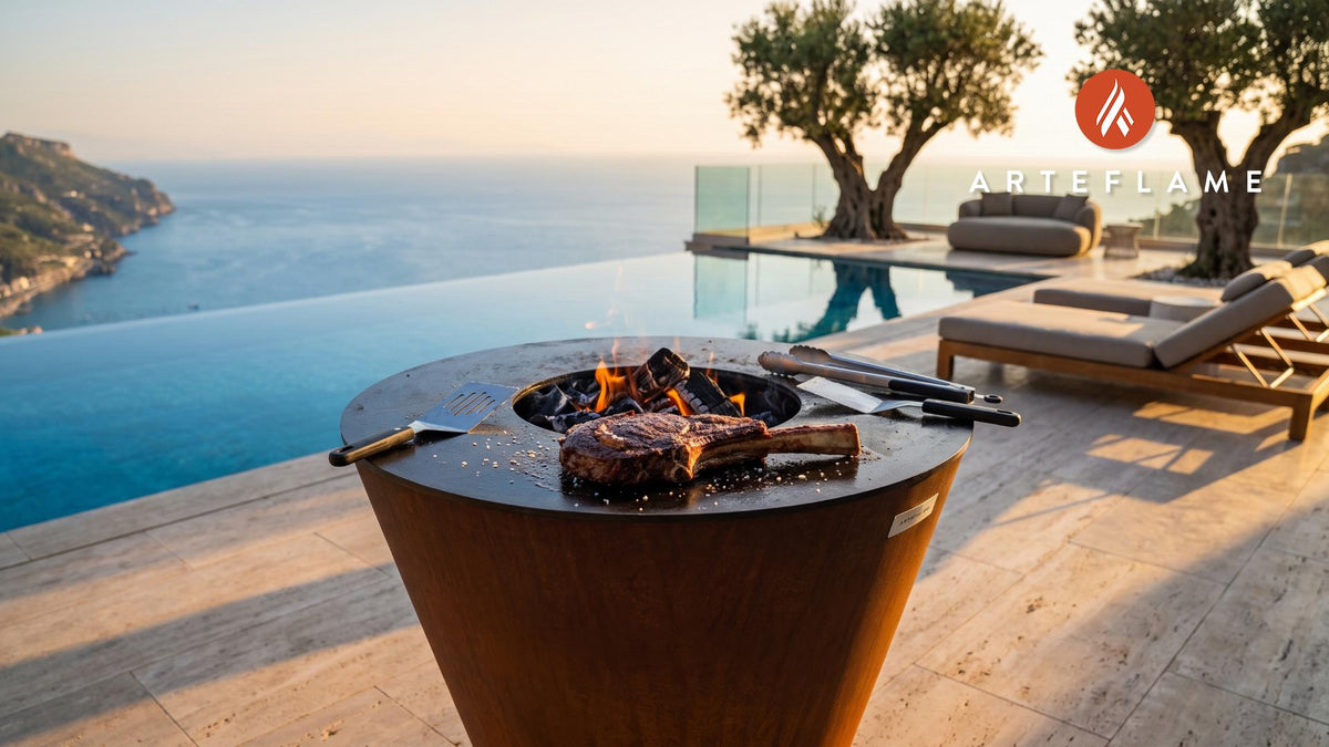 Grilled Ribeye (Spanish Chuleton de Avila) cooking on an Arteflame grill