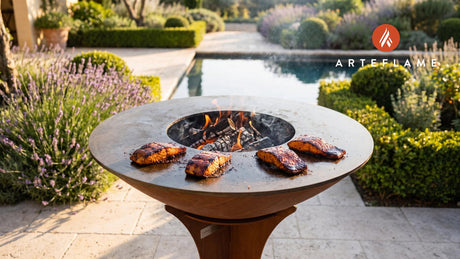Molasses Glazed Grilled Salmon (Arkansas Style) cooking on an Arteflame grill