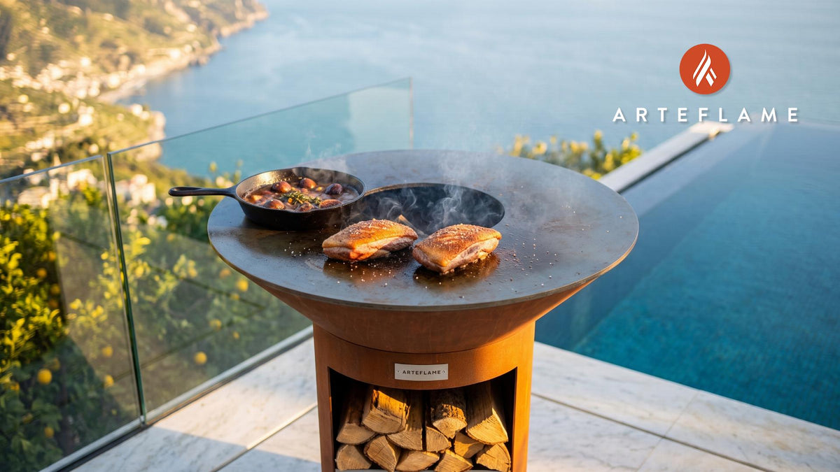Grilled Duck Breast with Fig Sauce (Spanish Style) cooking on an Arteflame grill