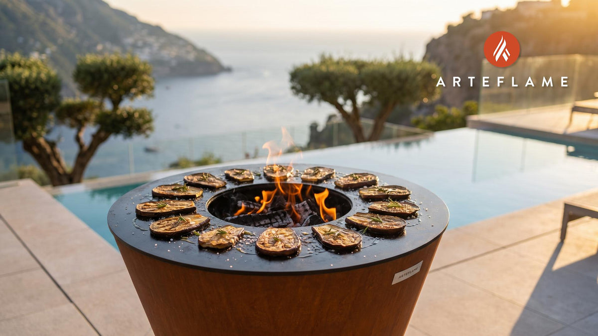 Crispy Grilled Eggplant with Honey (Spanish Style) cooking on an Arteflame grill