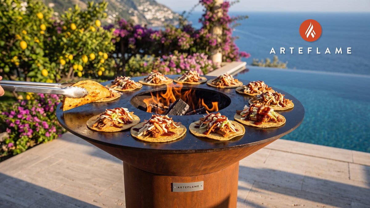 Crispy BBQ Coleslaw Tacos (Arkansas Style) cooking on an Arteflame grill