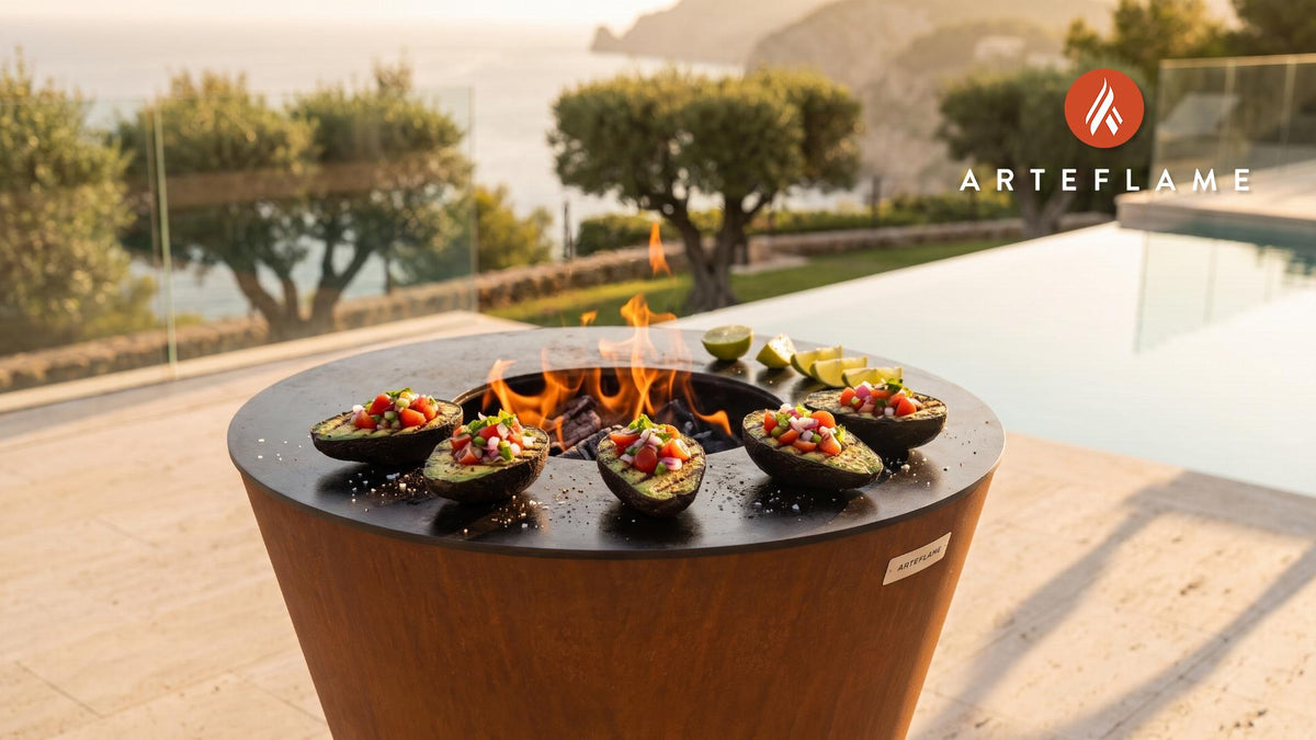 Grilled California Avocados cooking on an Arteflame grill