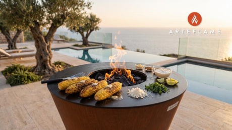 Charred Elote cooking on an Arteflame grill