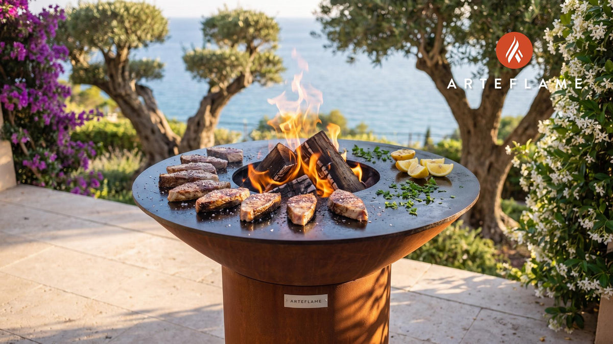 Seared Bluefin Tuna Belly (Spanish Style) cooking on an Arteflame grill