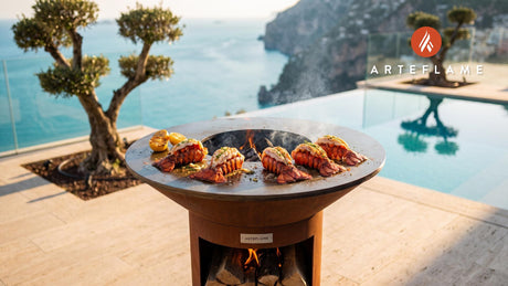 Grilled Lobster Tails (California Big Sur Style) cooking on an Arteflame grill