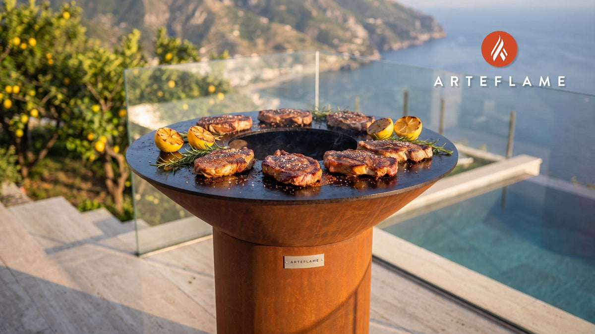 Iberico Pork Collar cooking on an Arteflame grill