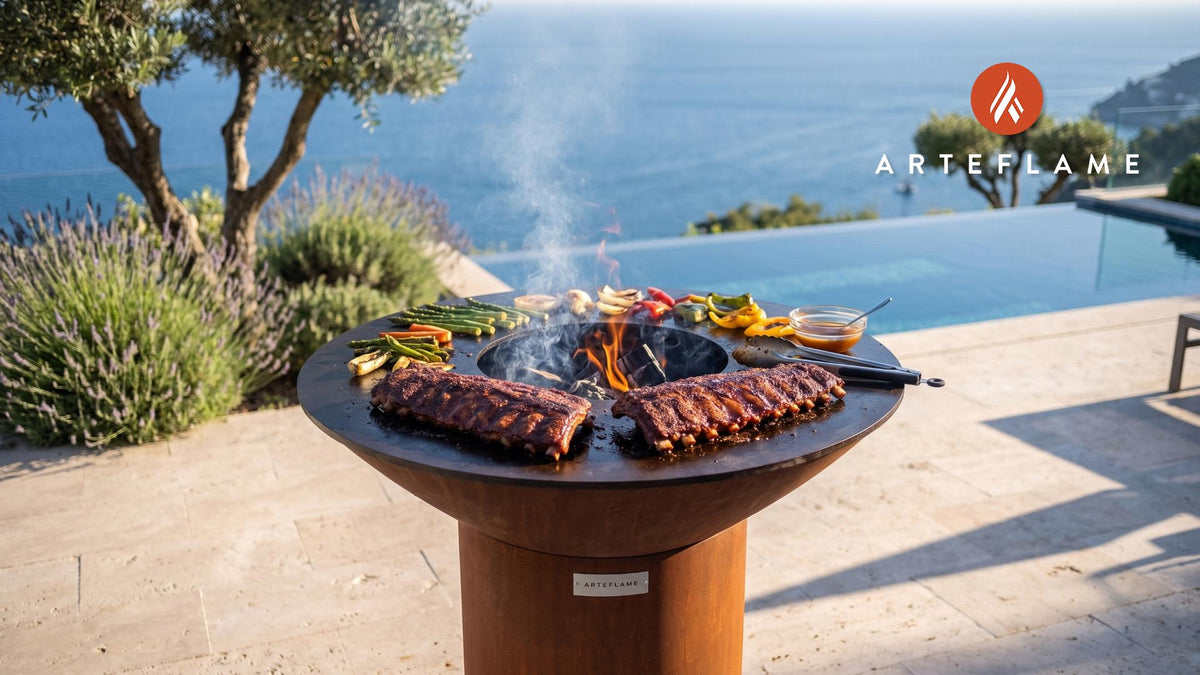Hickory Smoked Baby Back Ribs (California Style) cooking on an Arteflame grill
