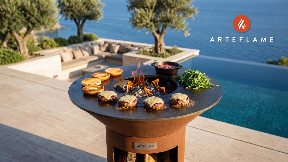 Flame Grilled Moose Burgers & Lingonberry Mayo (Norwegian Style) cooking on an Arteflame grill