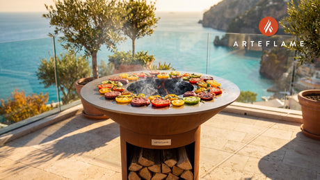 Grilled Heirloom Tomato Salad (California Style) cooking on an Arteflame grill