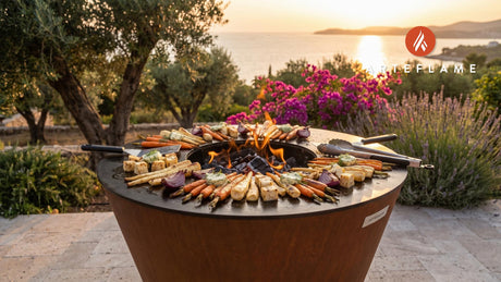 Grilled Root Vegetables with Herb Butter (Norwegian Style) cooking on an Arteflame grill