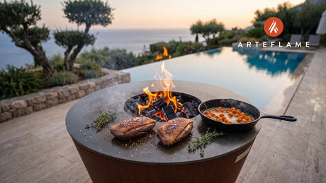 Grilled Duck Breast with Cloudberry Sauce (Norwegian Style) cooking on an Arteflame grill