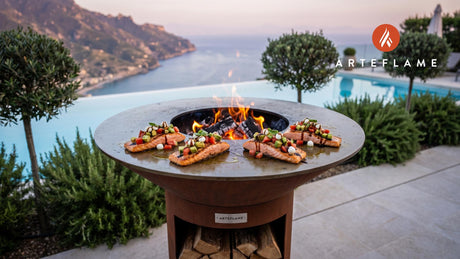 Grilled Wild Salmon (California Style) cooking on an Arteflame grill