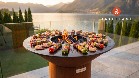 Seared Surf & Turf Skewers (California Style) cooking on an Arteflame grill
