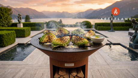 Charred Cabbage with Caraway (Norwegian Style) cooking on an Arteflame grill