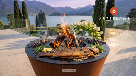 Norwegian Trout cooking on an Arteflame grill