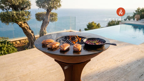 Seared Duck Breast with Cherry Glaze (California Style) cooking on an Arteflame grill