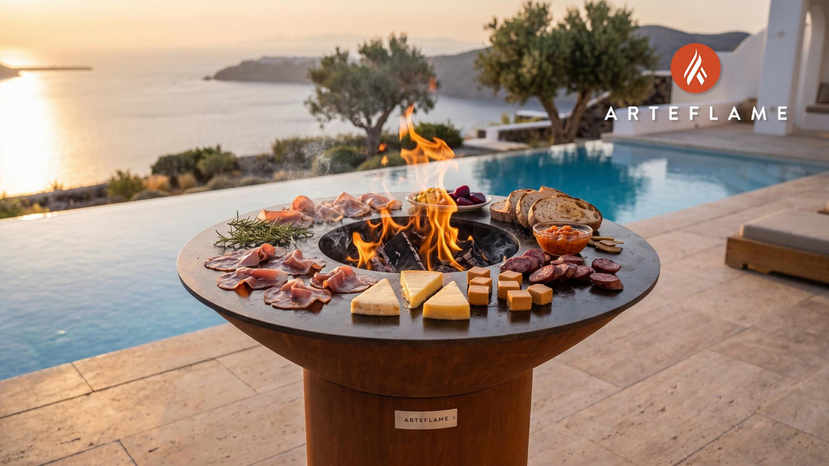 Flamed Charcuterie Platter (Norwegian Style) cooking on an Arteflame grill