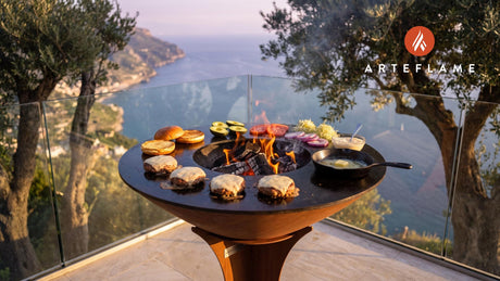 Juicy Grilled Turkey Burgers (California Style) cooking on an Arteflame grill