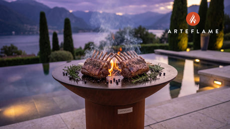 Juicy Barbecued Rack of Lamb (Norwegian Style) cooking on an Arteflame grill